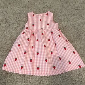 Strawberry Embroidered Gingham Sleeveless Dress